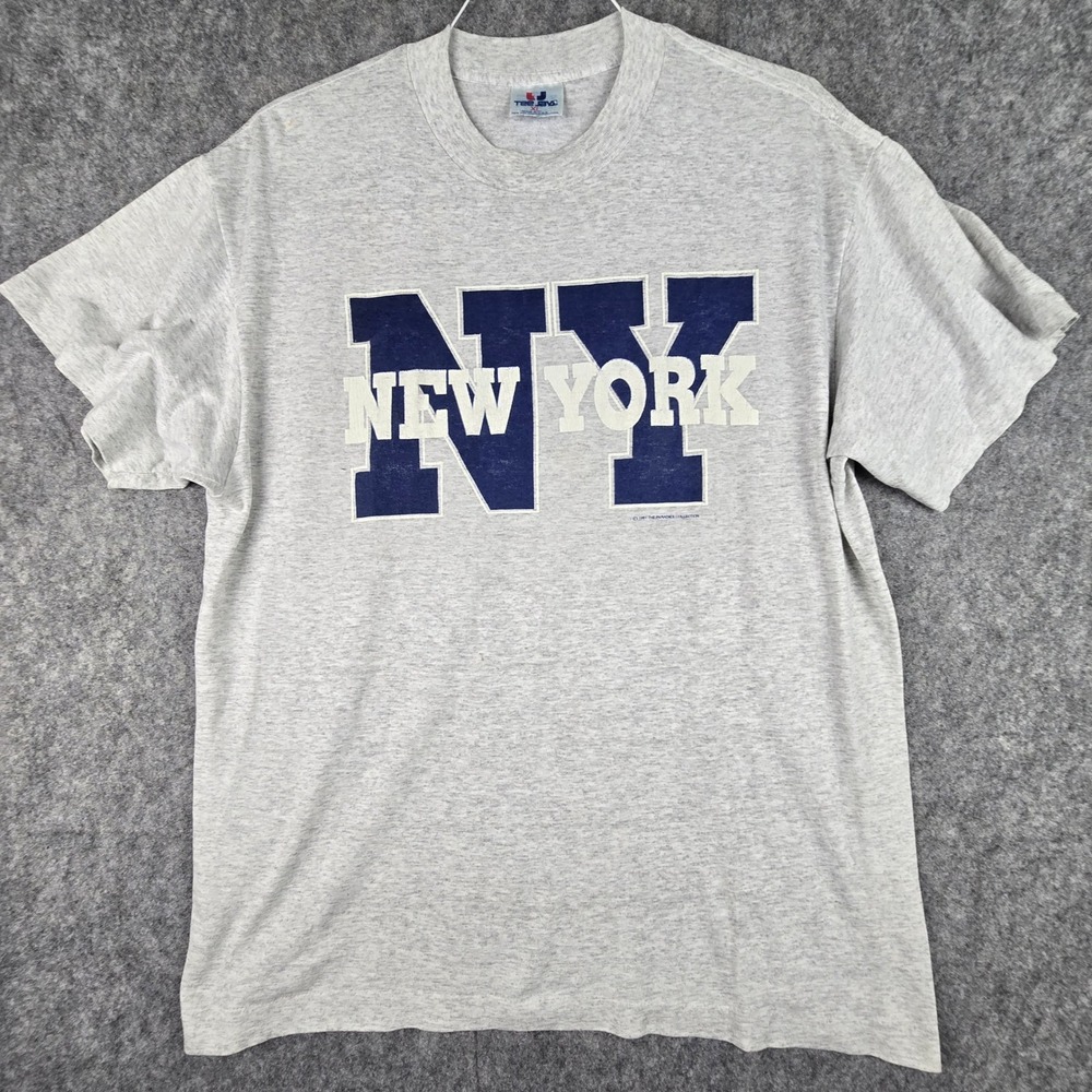 Tee Jays New York Shirt Mens XL Grey Vintage 90s 1991 USA Graphic Tee